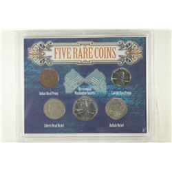 5 RARE COINS SET CONTAINS: INDIAN HEAD CENT,