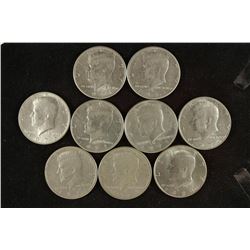 9 ASSORTED KENNEDY HALF DOLLARS