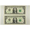 Image 1 : 2-2003-A $1 FRN'S LOW CONSECUTIVE SERIAL 'S UNC