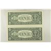 Image 2 : 2-2003-A $1 FRN'S LOW CONSECUTIVE SERIAL 'S UNC