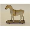 Image 2 : 19TH CENT. HIDE COVERED HORSE PULL TOY ON PAINTED WOODE