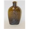 Image 2 : 7 1/2" STODDARD DOUBLE EAGLE FLASK-OLIVE AMBER PINT W/