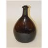 Image 1 : 7 3/8" FREE BLOWN CHESTNUT BOTTLE-OLIVE AMBER W/ OPEN P