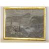 Image 1 : 19TH CENT. SANDPAPER DRAWING OF MOUNTAIN LAKE LANDSCAPE