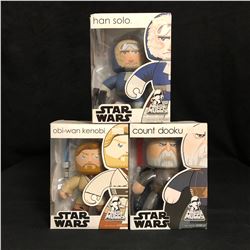 STAR WARS 4 INCH MIGHTY MUGGS FIGURINES LOT (HAN SOLO, OBI-WAN KENOBI & COUNT DOOKU)