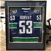 Image 1 : BO HORVAT SIGNED & FRAMED CANUCKS JERSEY (JSA CERTIFIED)