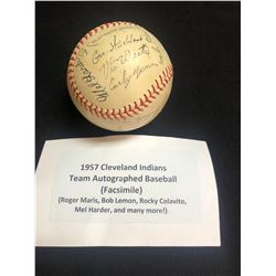 1957 CLEVELAND INDIANS TEAM AUTOGRAPHED BASEBALL (FACSIMILE)