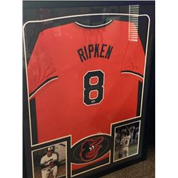 CAL RIPKEN SIGNED FRAMED BALTIMORE ORIOLES JERSEY (PSA COA)