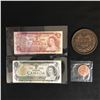 Image 1 : VINTAGE CANADIAN BANK NOTE w/ USA COINS LOT