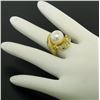 Image 7 : Large 18k Yellow Gold 10.6mm Round White Pearl Solitaire & Diamond Cocktail Ring