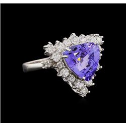 14KT White Gold 3.67 ctw Tanzanite and Diamond Ring