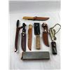 Image 12 : 9 various knives and sharpening stone