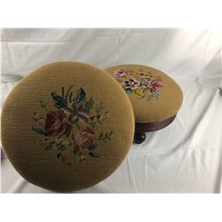 2 Needlepoint Foot Stools