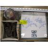 Image 1 : PR OF LEATHER BABY SHOES, SMALL DOLL, PILLOWCASE SET