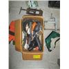 Image 1 : BOX OF MISC WELDING GOGGLES, SCREWDRIVERS, VISE ETC.