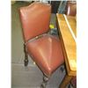 Image 2 : HEAVY SQUARE ANTIQUE DINING TABLE WITH 4 HEAVY LEATHER UPHOLSTERED CHAIRS