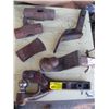 Image 1 : BASKET WITH ASSORTED HITCHES, SLEDGE HAMMER HEADS ETC.