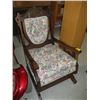 Image 2 : OLDER WOOD ROCKING CHAIR WITH FABRIC SEAT AND BACK