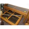 Image 1 : GLASS/OAK HALL TABLE WITH MATCHING SQUARE COFFEE TABLE