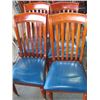 Image 1 : 4 WOOD CHAIRS WITH BLUE UPHOLSTERED SEATS