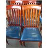 Image 1 : 4 WOOD FRAME CHAIRS WITH BLUE UPHOLSTERED SEATS