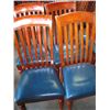 Image 1 : 4 WOOD CHAIRS WITH BLUE UPHOLSTERED SEATS