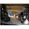 Image 1 : BOX OF ASSORTED VASES, CANDLESTICKS, ETC.