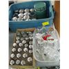 Image 1 : 2 BINS & BOX OF MISC SUGAR SHAKERS, VINEGAR SHAKERS, SYRUP, SALT & PEPPER