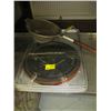 Image 1 : A LOT OF 8 SHEET PANS, SERVING TRAYS, LARGE SIEVE ETC