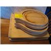 Image 1 : A LOT OF WOODEN CUTTING BOARDS, CAST IRON PAN HOLDERS