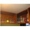 Image 1 : 2 SHELVES OF ASSORTED WINE GLASSES, BUD VASES ETC.