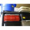 Image 1 : LOT OF PLASTIC BUS PANS AND A LARGE BLUE PLASTIC TUB