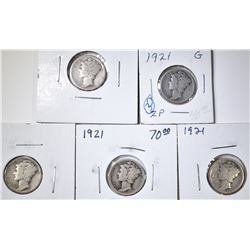 5-1921 MERCURY DIMES, NICE GOODS KEY DATE