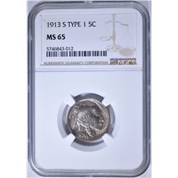 1913-S TYPE-1 BUFFALO NICKEL NGC MS-65