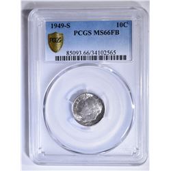 1949-S ROOSEVELT DIME, PCGS MS-66 FB