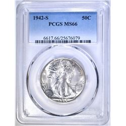 1942-S WALKING LIBERTY HALF DOLLAR PCGS MS-66