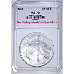 2005 AMERICAN SILVER EAGLE, TDCS PERFECT GEM BU