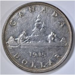 1945 CANADA SILVER DOLLAR AU RARE DATE