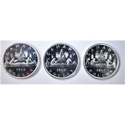 3-CH BU 1962 CANADIAN SILVER DOLLARS