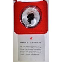 1998 CANADA 1oz SILVER MAPLE LEAF TIGER PRIVY