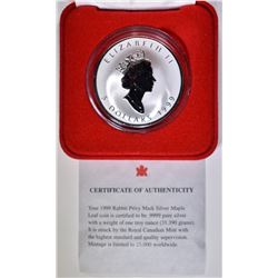 1999 CANADA 1oz SILVER MAPLE LEAF RABBIT PRIVY