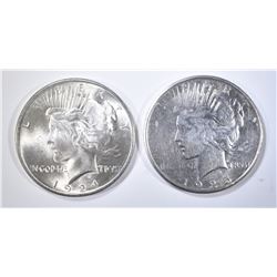 1924 GEM BU & 25-S AU PEACE DOLLARS