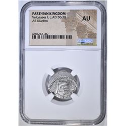 AD 50-78 VOLOGASES I AR DRACHM  NGC AU