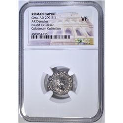 AD 209-211 GETA AR DENARIUS  NGC VF