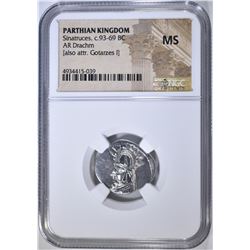 93-69 BC SINATRUCES AR DRACHM  NGC MS