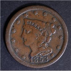 1853 HALF CENT VF
