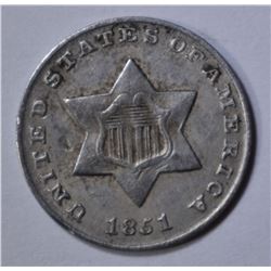 1851 3-CENT SILVER XF/AU
