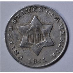 1851 3-CENT SILVER  XF/AU