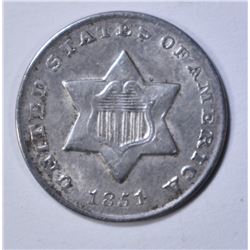 1851-O 3-CENT SILVER  BU