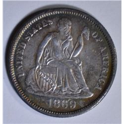 1869-S SEATED LIBERTY DIME  CH AU